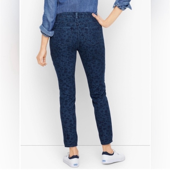 Talbots Blue Leopard Slim Ankle Jeans - Picture 2 of 8